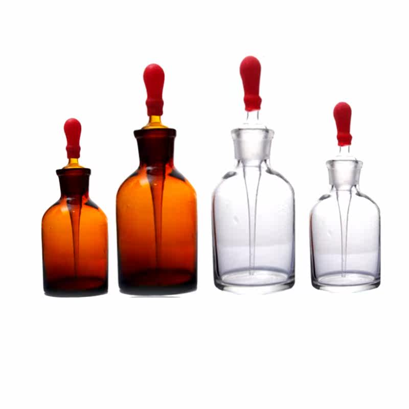 玻璃滴瓶棕滴瓶 送胶头125ml 60ml 30ml 透明/滴瓶 试剂瓶