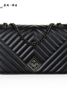 劳斯帅特女单肩背包新款牛皮斜挎链条包 手提宴会包包K712-13819J