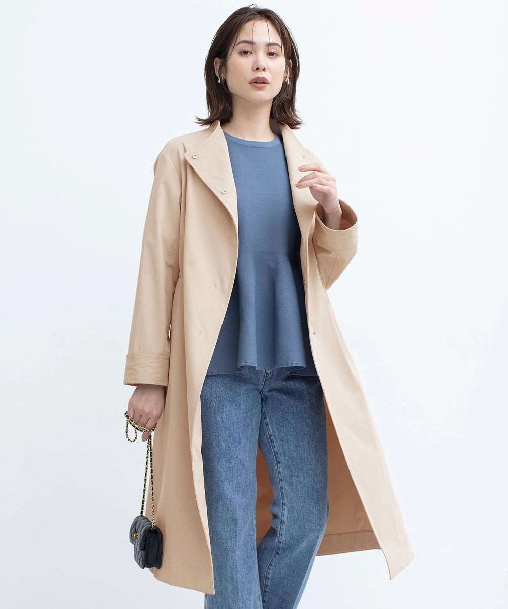 常规低圆领中长款通勤风衣