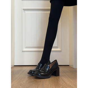 2025新款英伦风通勤小皮鞋jk高跟鞋女鞋厚底一脚蹬百搭乐福鞋单鞋