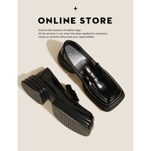 2025新款厚底方头乐福鞋女春季单鞋英伦学院风JK小皮鞋粗跟单鞋