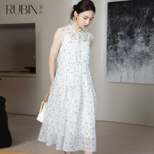 如缤RUBIN夏装新款女无袖甜美风中长款连衣裙碎花6A23L64253