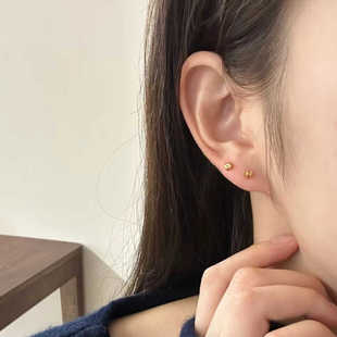 小耳钉纯银迷你不明显耳钉银针防过敏上班通勤耳饰养耳洞睡觉可戴