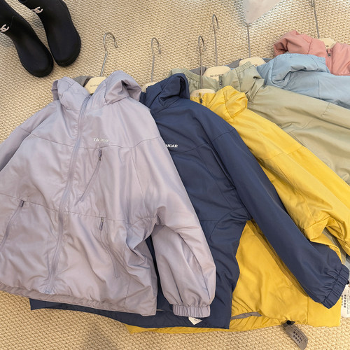 亲子款柒号童仓儿童连帽保暖防风棉服外套冬装女大童夹棉加厚上衣