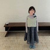 新款 柒号童仓女大童韩版 洋气外穿针织背心秋装 毛线叠穿小吊带潮