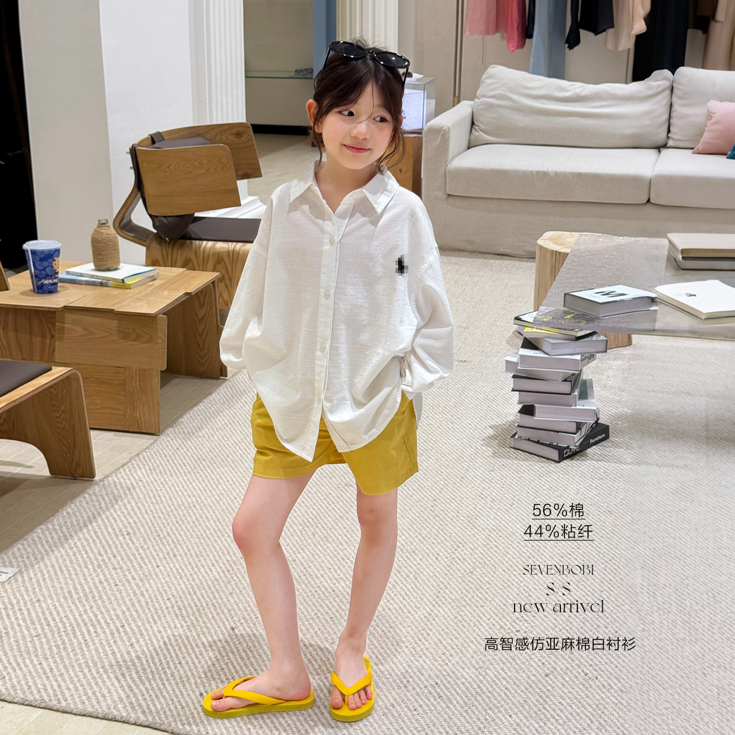 亲子/柒号童仓女大童韩版刺绣白衬衫夏装儿童学院风遮阳薄上衣潮