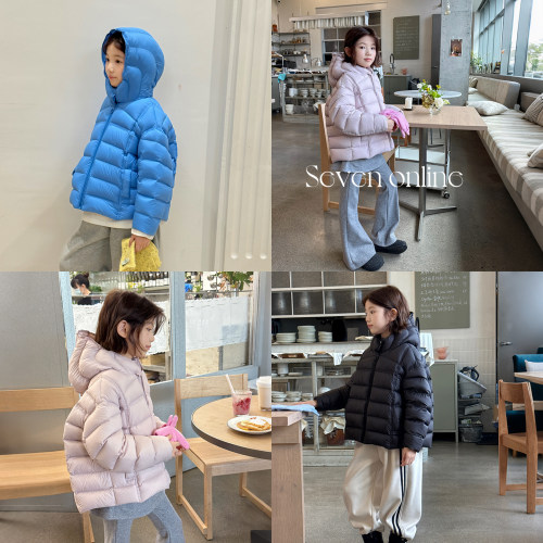 柒号童仓女大童韩系排骨羽绒服冬装儿童三防保暖白鸭绒连帽外套