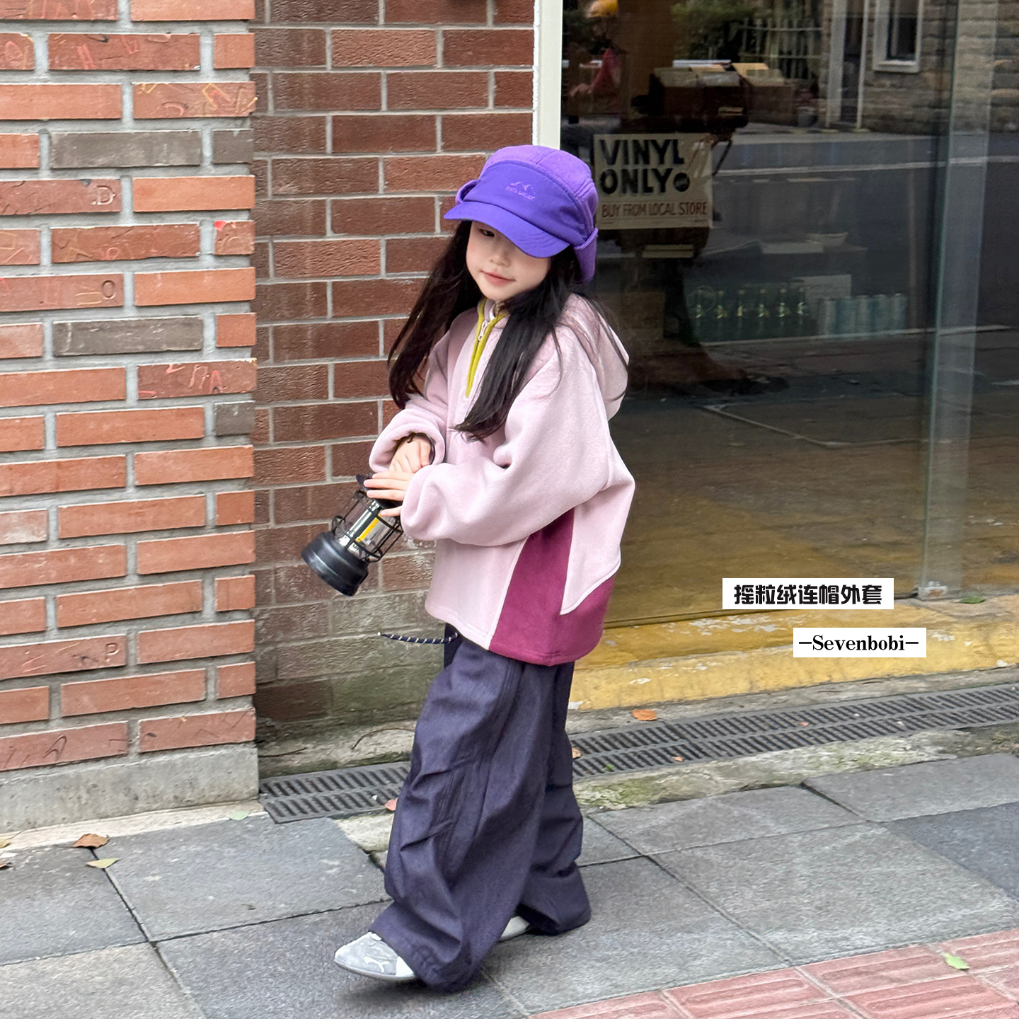 柒号童仓女大童韩版休闲摇粒绒外套冬装儿童加厚保暖连帽外套上衣