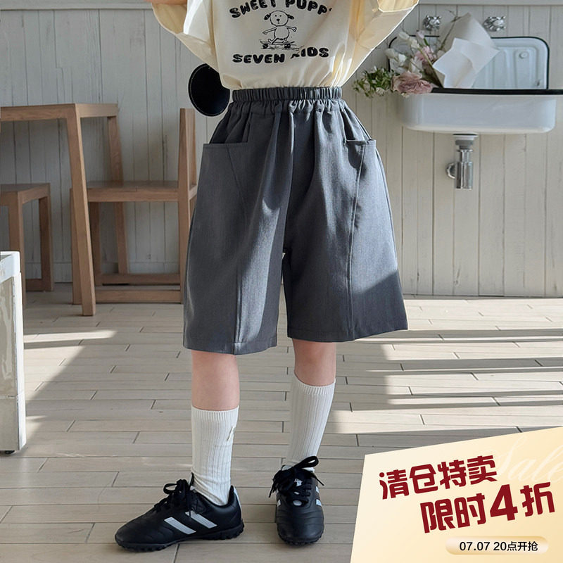 柒号童仓女童韩版高级感西装短裤春装新款儿童高腰百搭极简风中裤图片