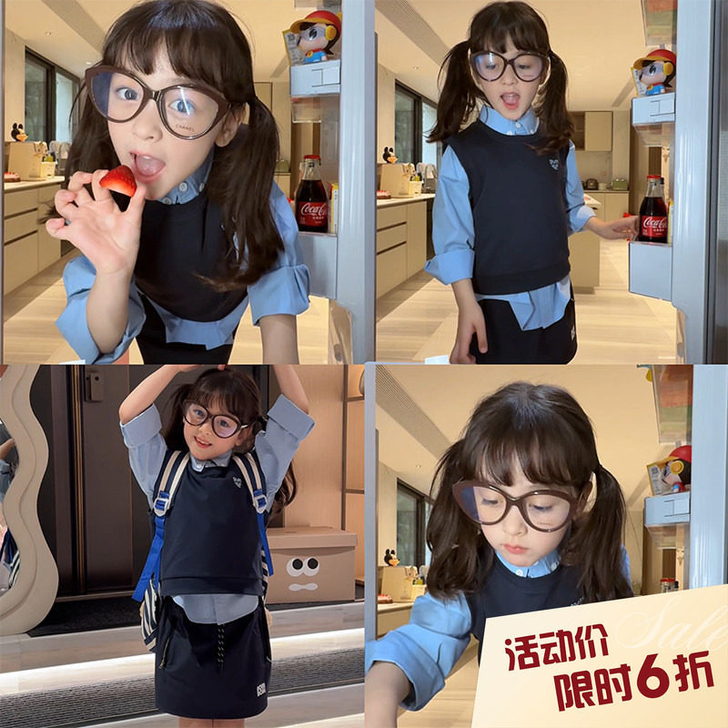 柒号童仓女童韩版圆领纯色背心2025夏装新款外搭刺绣无袖上衣潮图片