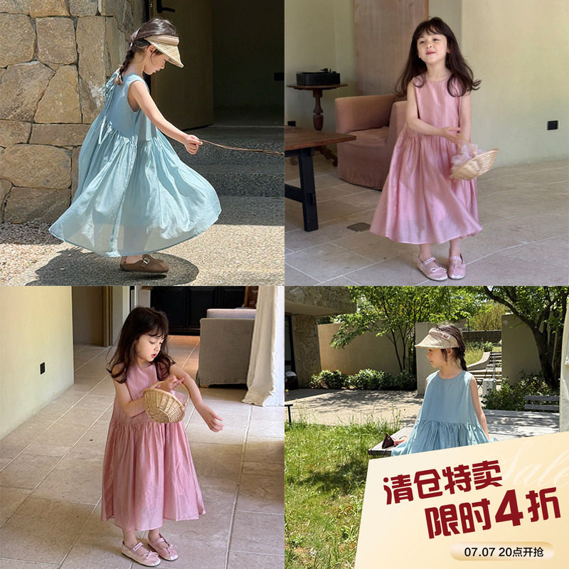 【亲子】柒号童仓女童韩版洋气休闲连衣裙夏装新款大童宽松大衬衫图片