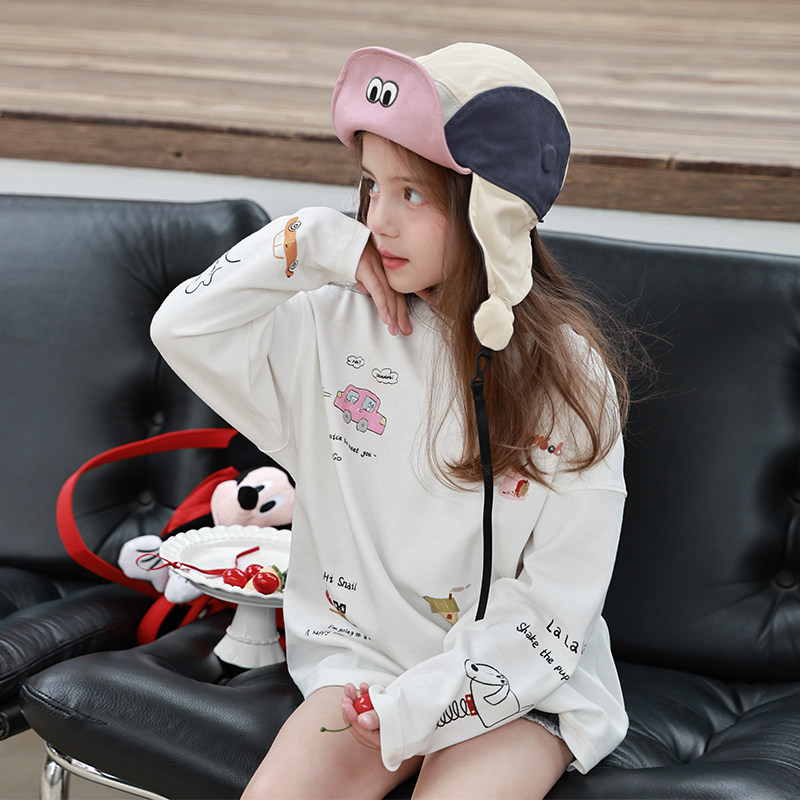 柒号童仓女童韩版洋气卡通长袖T恤春装新款儿童简约休闲打底上衣,童装/婴儿装/亲子装,T恤,淘宝优惠券,粉丝福利购,淘宝优惠卷