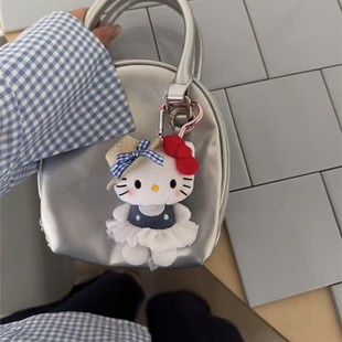 草帽Kitty 夏日度假Kitty挂件可爱饰品粉色公仔毛绒挂饰礼物新