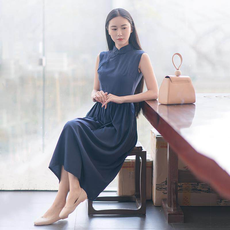 妙生莲原创中国风经典改良中式立领盘扣复古旗袍连衣裙LY99