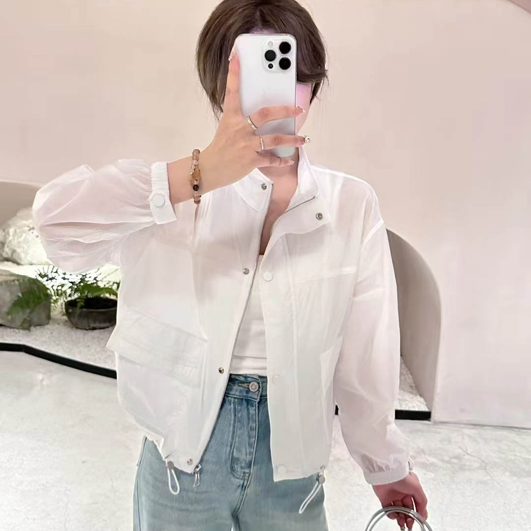 白色防晒衫女长袖薄款2025新款夏季女装轻奢高级感休闲外搭短外套