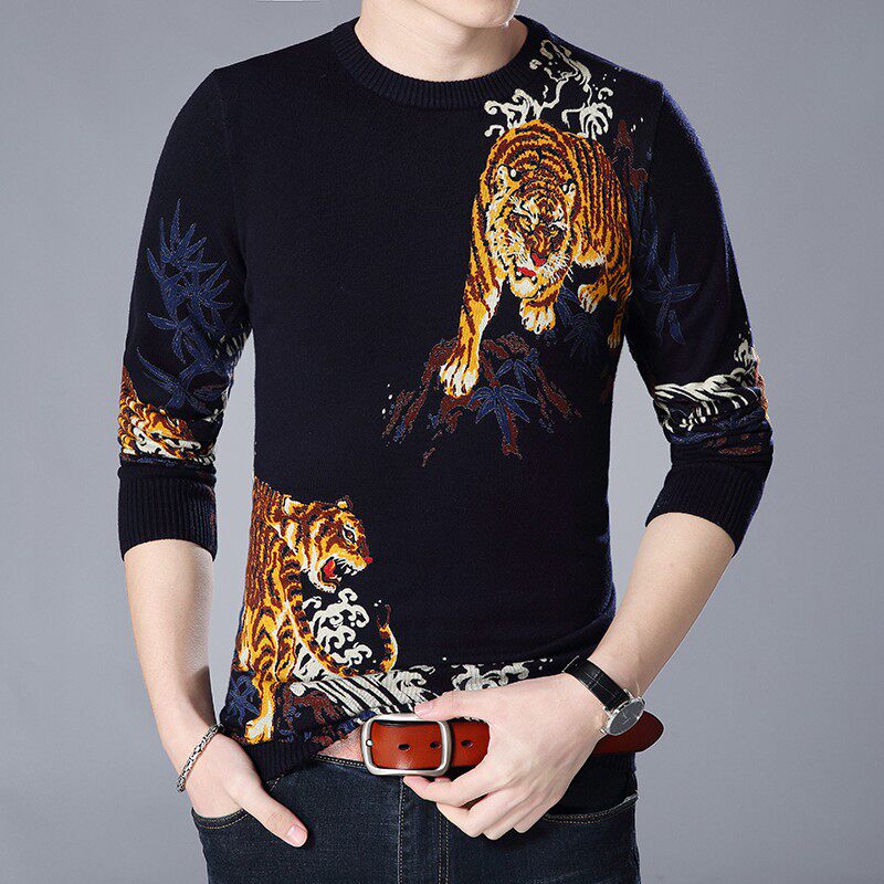 Domineering tiger pattern Primer sweater 2019 winter printing Sweater leisure time T-shirts Cashmere Sweaterin the Men's clothing, Knitwear/Sweaters  category - from Buy2taobao.com to provide professional Taobao agent buy service