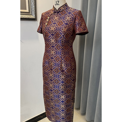 2025新款新蜀锦宝相花短袖旗袍