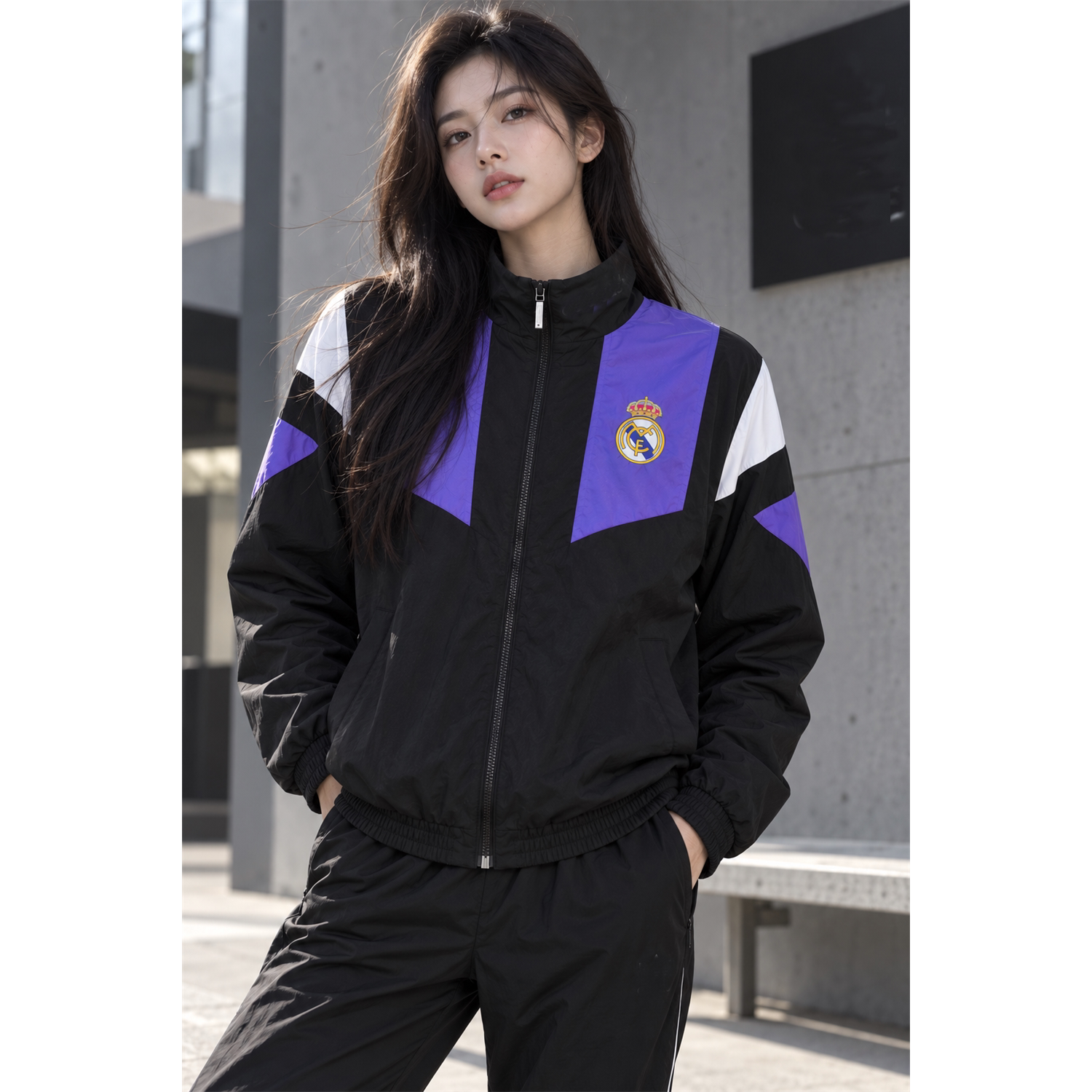 新款2627足球服外套防水复古球衫刺绣风衣秋冬爆款 windbreaker