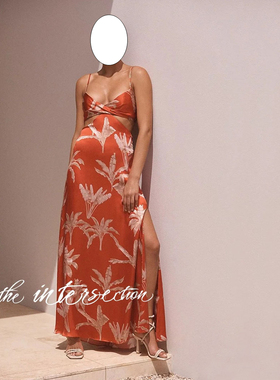 Scanlan Theodore 新款澳洲小众开年红真丝印花连衣裙长裙晚礼服