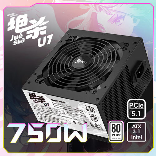 长城绝杀U7额定750W台式机静音电脑机箱电源白牌直出ATX3.1PCI5.1