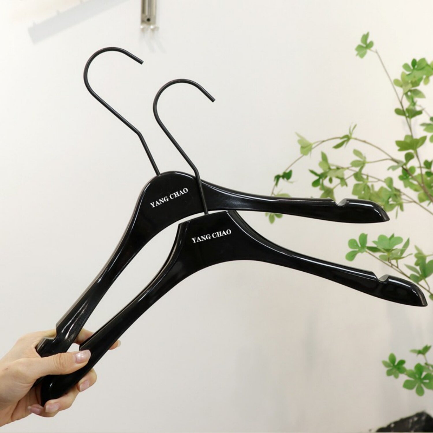 服装店专用女装店衣架亚克力黑色儿童装套装衣挂撑子裤夹logo定制