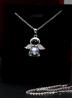 小天使福星宝宝可爱镶钻翅膀项链