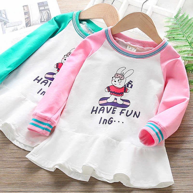 2019秋装新款女童卫衣可爱女宝宝兔子印花长袖上衣儿童中长款卫衣在类目 童装/婴儿装/亲子装, 卫衣/绒衫中 - 来自Buy2taobao.com提供专业的淘宝代购服务