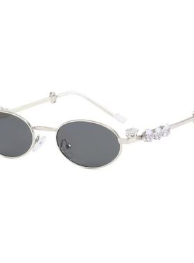 251225年新款Y2K中古风重工镶钻时尚金属欧美风太阳镜防蓝光