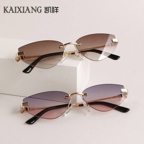 2512跨境新款金属无框太阳镜女士欧美个性潮流网红眼镜防紫外线