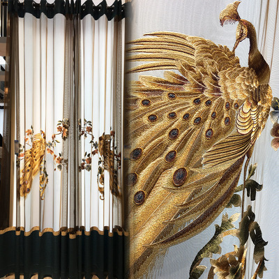 新中式风独绣玄关豪宅私人窗纱