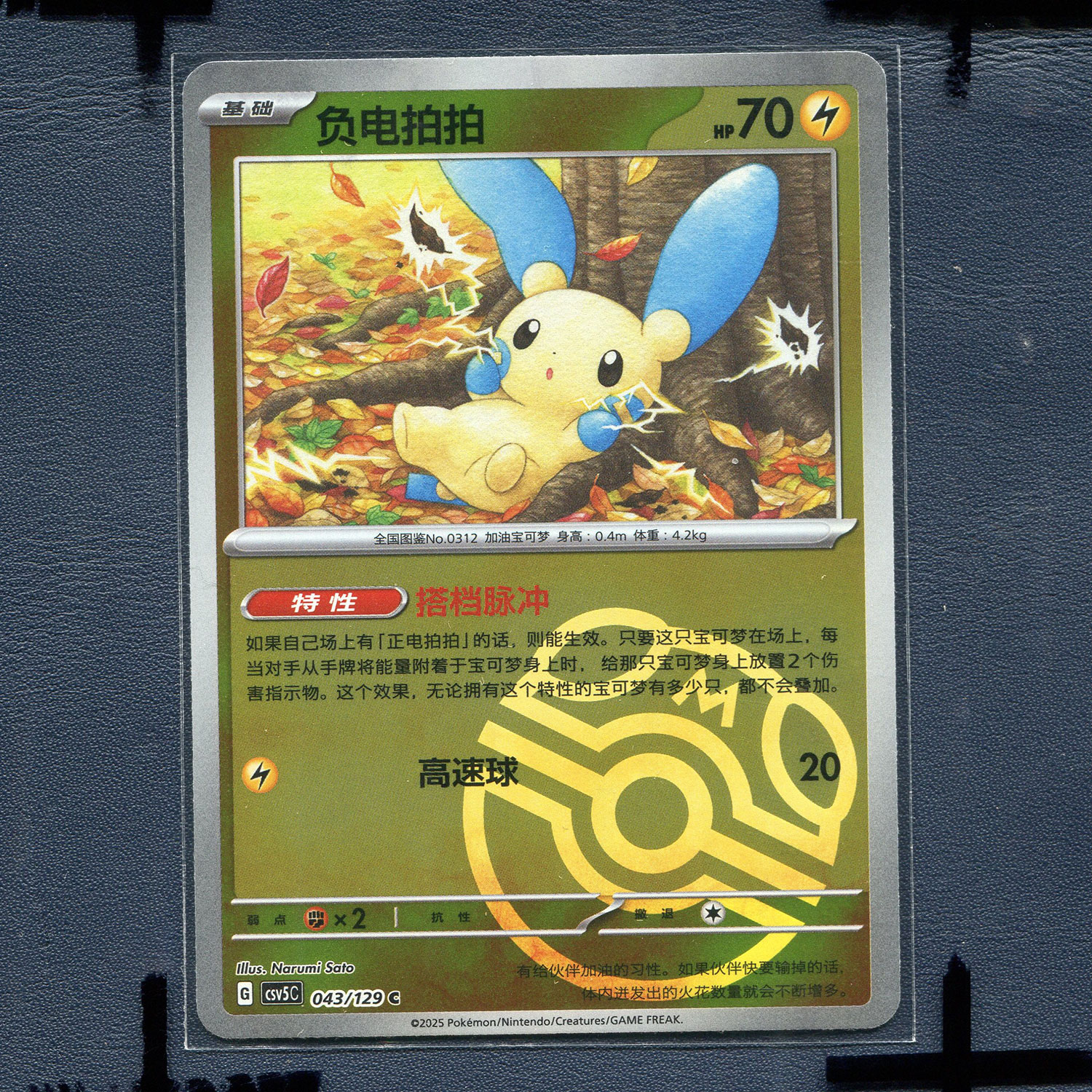 宝可梦 简中正版卡牌 黑晶炽诚 负电拍拍 CSV5C-043 大师球