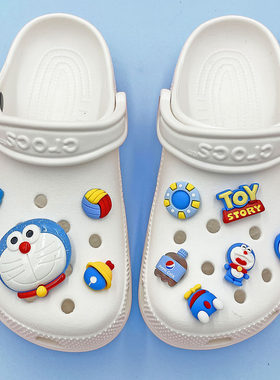 适配crocs卡洛驰洞洞鞋配饰装饰卡扣哆啦A梦叮当可爱儿童男女鞋花