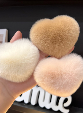 真獭兔毛爱心发夹女秋冬bb夹可爱毛绒边夹网红夹子毛毛发饰发卡