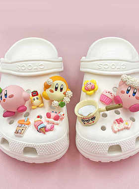 适配卡骆驰crocs洞洞鞋配饰星之卡比立体卡通可爱高级感鞋花女