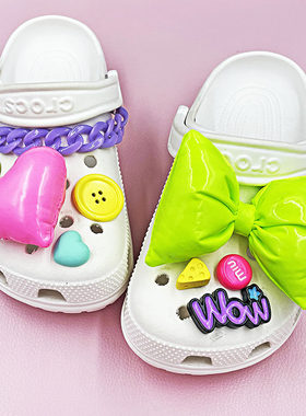 适配卡洛驰crocs云朵洞洞鞋配饰泡泡玛特高感大号蝴蝶结装饰鞋花