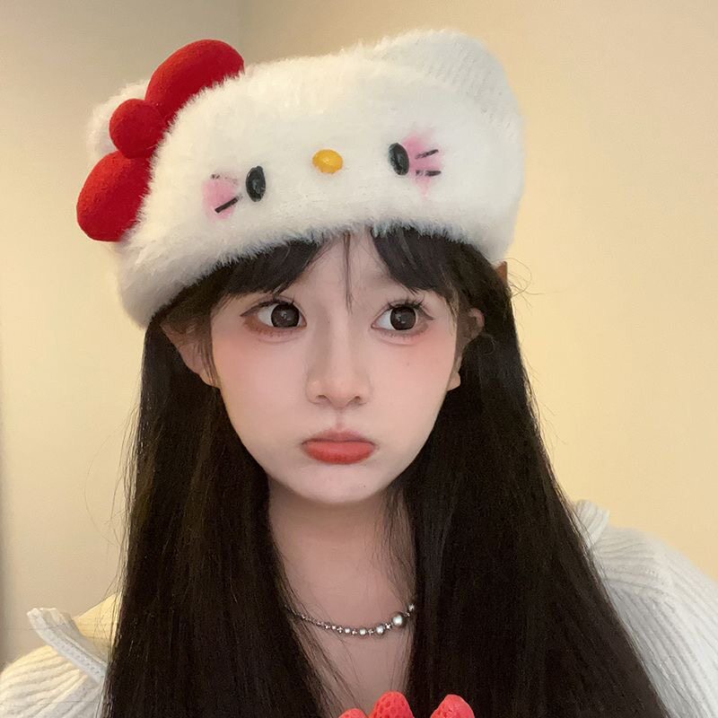 kt日系软妹蝴蝶结毛绒帽子女可帽子