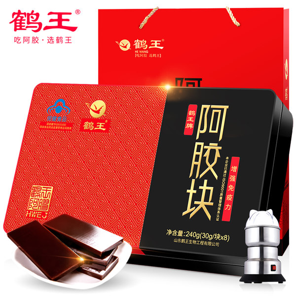 鹤王 阿胶块铁盒装 240g 聚划算+优惠券折后￥188包邮（￥338-150）