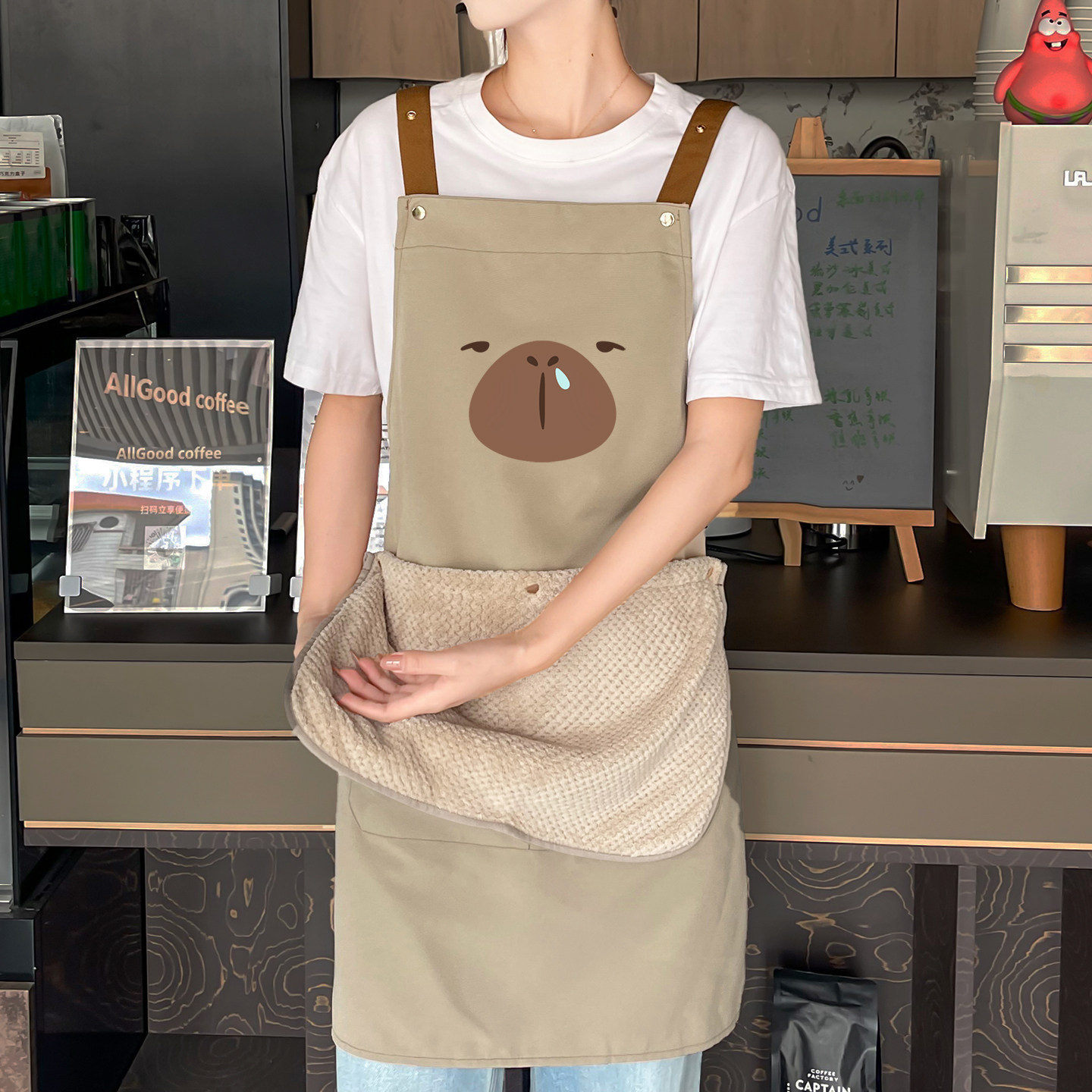 卡通小熊可擦手围裙拆卸厨房家用防水防油男女士工作围腰时尚家务,家庭/个人清洁工具,围裙,淘宝优惠券,粉丝福利购,淘宝优惠卷