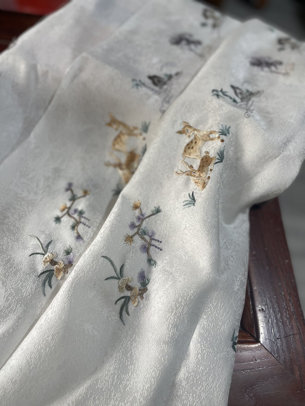 菲艺高定 汉服装手工刺绣挽袖口花绣片新中式diy国风布贴花边辅料