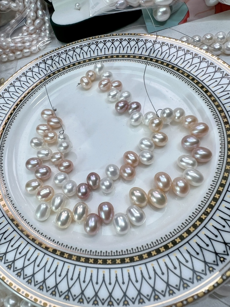 DIY手工天然淡水珍珠新炫彩糖果色三七米珠手链配件半成品