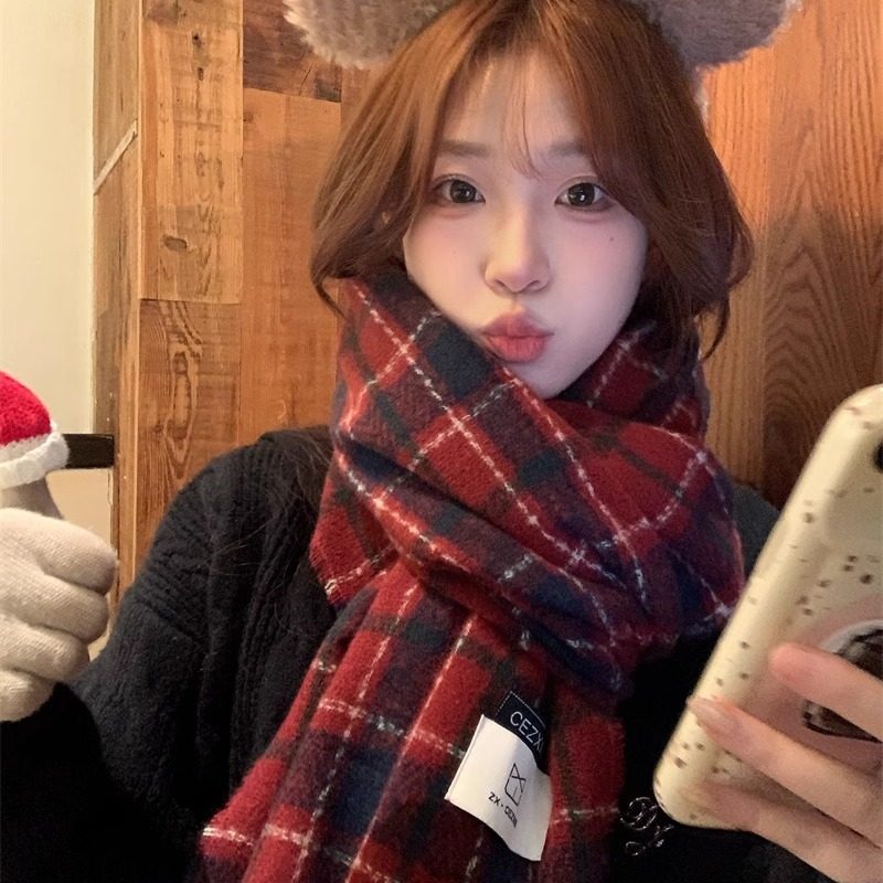 复古高级感红色格子围巾女2025年秋冬季保暖防寒披肩新年圣诞围脖,服饰配件/皮带/帽子/围巾,围巾/丝巾/披肩,淘宝优惠券,粉丝福利购,淘宝优惠卷