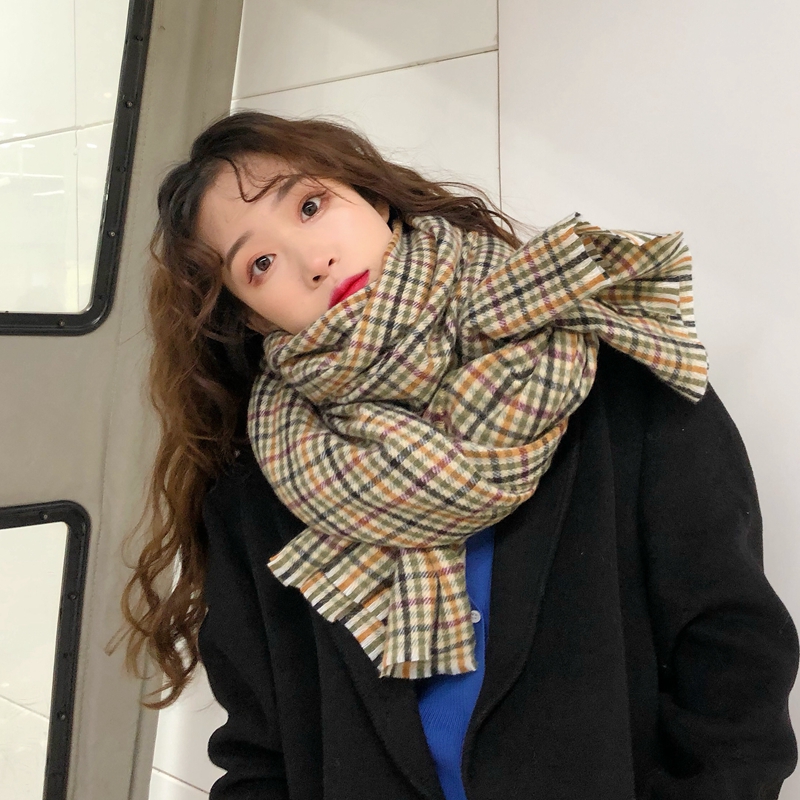 韩国东大门格子围巾女冬季韩版百搭加厚保暖ins学生披肩围脖日系