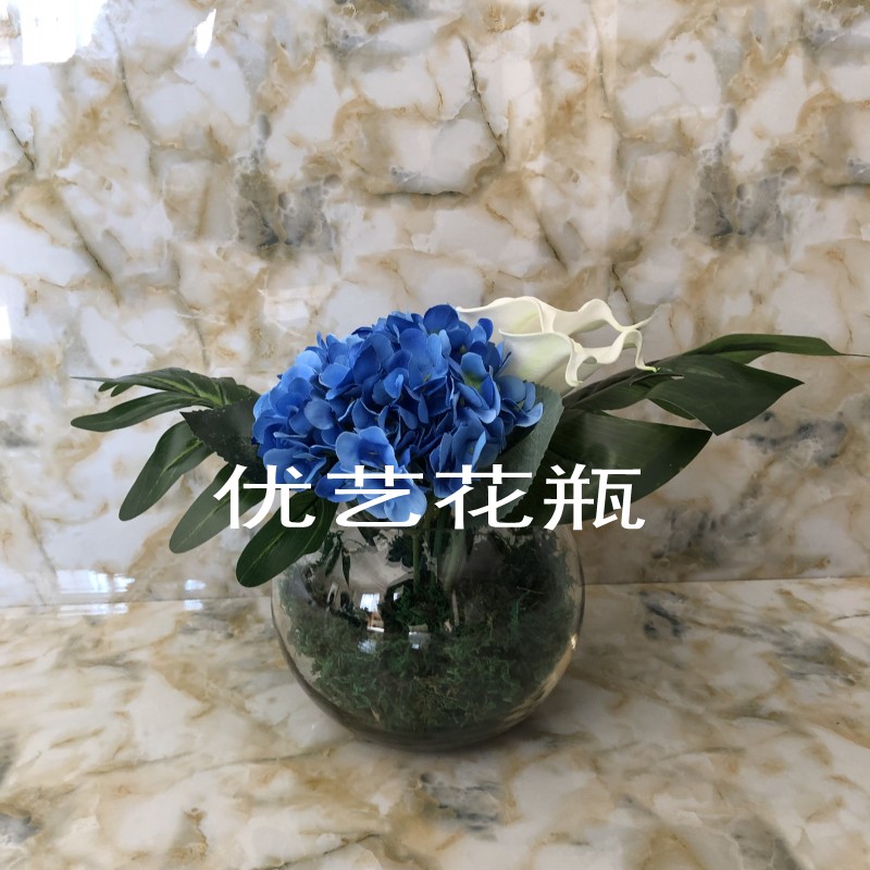 简约玻璃花瓶仿真花套装客厅展厅商场橱窗酒柜摆件家居艺术饰品