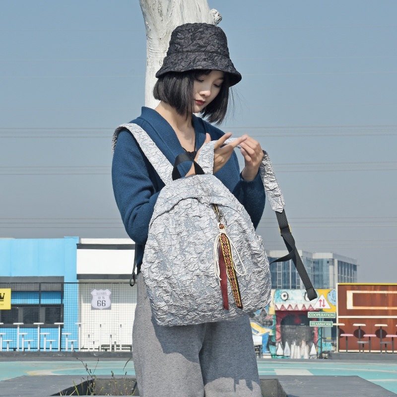 慵懒民族风旅游背包 小众设计文艺复古软布包 原创女士休闲双肩包