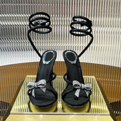 2025夏季 露趾水钻蝴蝶结细跟凉鞋 新款 仙女鞋 绝美高跟鞋 公主鞋 法式