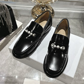 女一脚蹬英伦风女鞋 绝美珍珠装 高级感法式 平底单鞋 饰乐福鞋 25新款