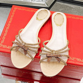 2025新款 网红凉拖女 外穿水钻蝴蝶结平底凉鞋 高级感超仙拖鞋 女夏季