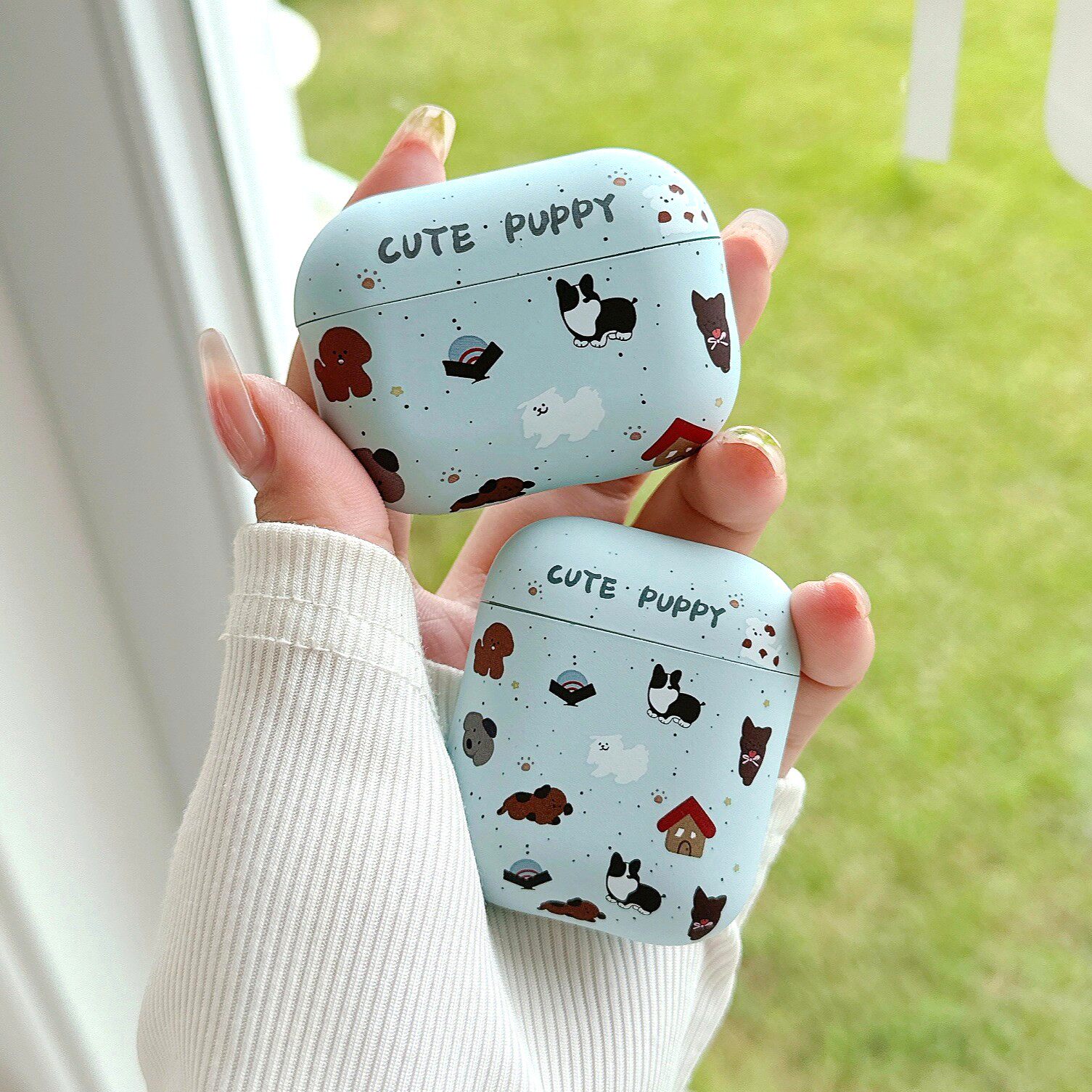 蓝色宠物狗AirPodspro3保护套适用苹果耳机壳情侣AirPods3可爱卡通airpods4代蓝牙airpodspro2代壳硅胶不掉盖