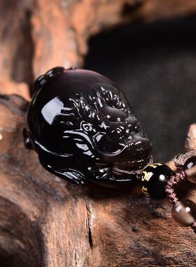 本命年天然冰彩黑曜石龙龟保泰吊坠灵龟保运金龟赐瑞神龟赐