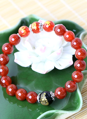 2026马红玛瑙属鸡本命佛巳酉丑不动尊菩萨正道本心正思佛手链